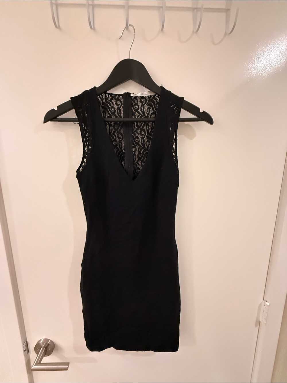 Zara Black Lace-Back V-Neck Mini Dress